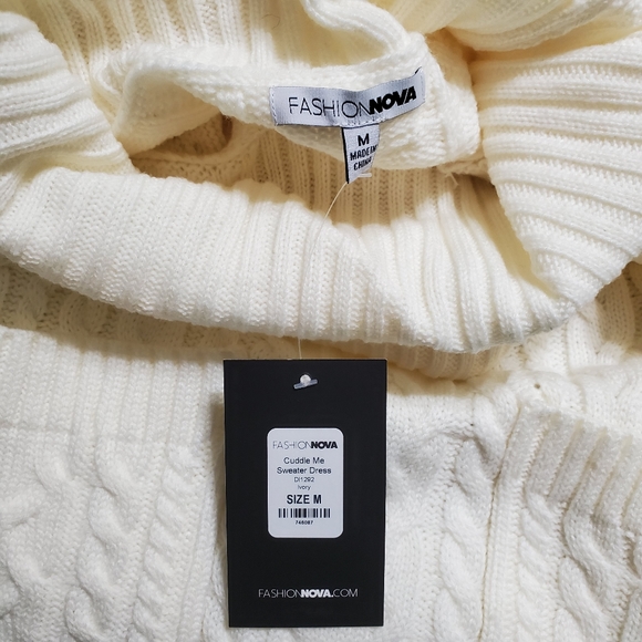 FN Ivory Cable Knit Sweater Dress sz M - Picture 4 of 5